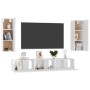 Set di Mobili Porta TV 5 pz Bianco Lucido in Legno Multistrato