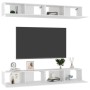 Mobili TV 4 pz Bianco Lucido 100x30x30 cm in Legno Multistrato