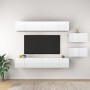 Mobili Porta TV 8 pz Bianco Lucido in Legno Multistrato