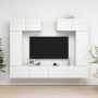 Set di Mobili Porta TV 6 pz Bianco Lucido in Legno Multistrato