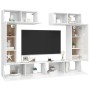 Set di Mobili Porta TV 6 pz Bianco Lucido in Legno Multistrato