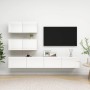 Set di Mobili Porta TV 4 pz Bianco Lucido in Legno Multistrato