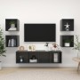 Set Mobili TV 5 pz Grigio Lucido in Legno Multistrato