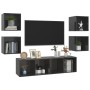 Set Mobili TV 5 pz Grigio Lucido in Legno Multistrato