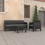 Set Divani da Giardino 3 pz con Cuscini in Rattan PP Antracite