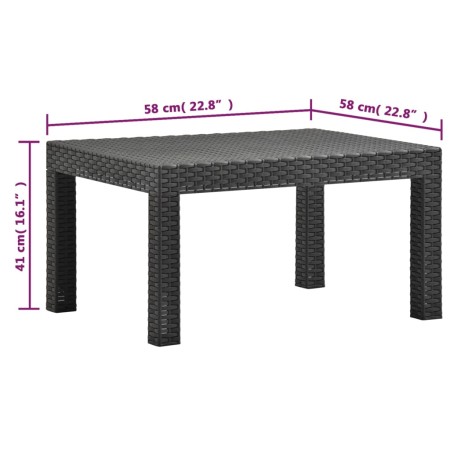 Set Divani da Giardino 3 pz con Cuscini in Rattan PP Antracite