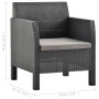 Set Divani da Giardino 2 pz con Cuscini in Rattan PP Antracite