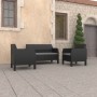 Set Divani da Giardino 3pz con Cuscini in Rattan PP Antracite