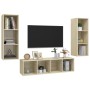 Set Porta TV 3 pz Rovere Sonoma in Truciolato