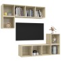 Set Porta TV 4 pz Rovere Sonoma in Truciolato