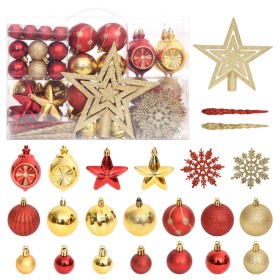 Set Addobbi di Natale 108 pz Oro e Rosso