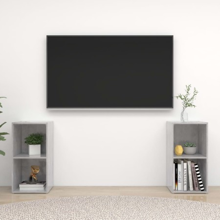 Mobili TV 2 pz Grigio Cemento 72x35x36,5cm in Legno Multistrato