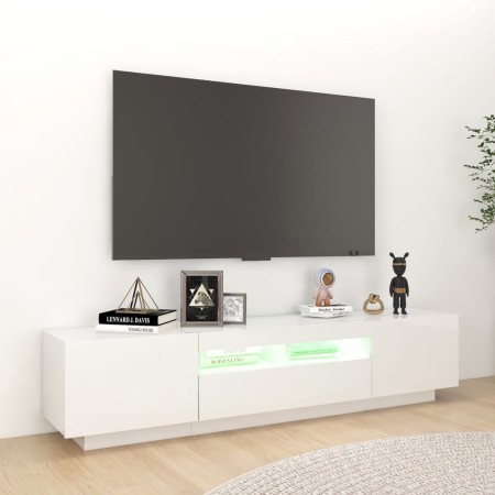 Mobile Porta TV con Luci LED Bianco Lucido 180x35x40 cm