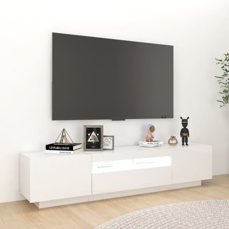 Mobile Porta TV con Luci LED Bianco Lucido 180x35x40 cm