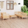 Set Divani da Giardino 6 pz in Legno Massello di Pino