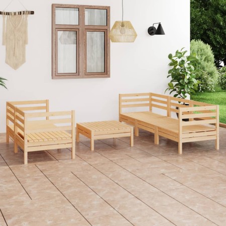 Set Divani da Giardino 6 pz in Legno Massello di Pino