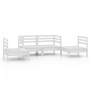 Set Divani da Giardino 4 pz Bianco in Legno Massello di Pino