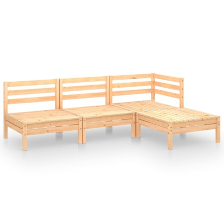 Set Salotto da Giardino 4 pz in Legno Massello di Pino