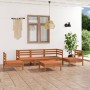 Set Divani da Giardino 6 pz Miele in Legno Massello di Pino