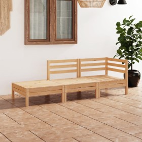 Set Divani da Giardino 3 pz in Legno Massello di Pino