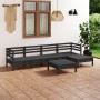 Set Salotto da Giardino 6 pz in Legno Massello di Pino Nero