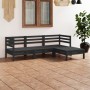 Set Salotto da Giardino 4 pz in Legno Massello di Pino Nero