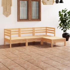 Set Salotto da Giardino 4 pz in Legno Massello di Pino