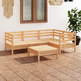 Set Salotto da Giardino 5 pz in Legno Massello di Pino