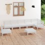 Set Salotto da Giardino 8 pz in Legno Massello di Pino Bianco