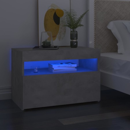 Comodini con Luci LED 2 pz Grigio Cemento 60x35x40 cm