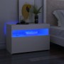Comodino e Luci LED Bianco 60x35x40 cm in Legno Multistrato