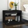 Comodino con Luci LED Nero 60x35x40 cm in Legno Multistrato