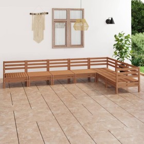 Set Salotto da Giardino 7 pz in Legno Massello di Pino Miele