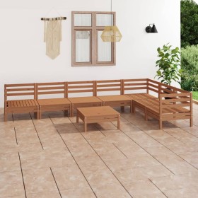 Set Salotto da Giardino 8 pz in Legno Massello di Pino Miele