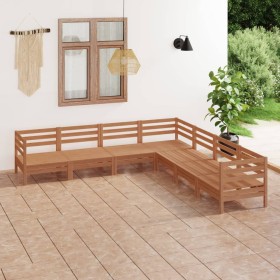 Set Salotto da Giardino 7 pz in Legno Massello di Pino Miele