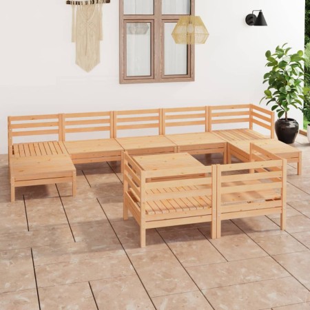 Set Salotto da Giardino 10 pz in Legno Massello di Pino