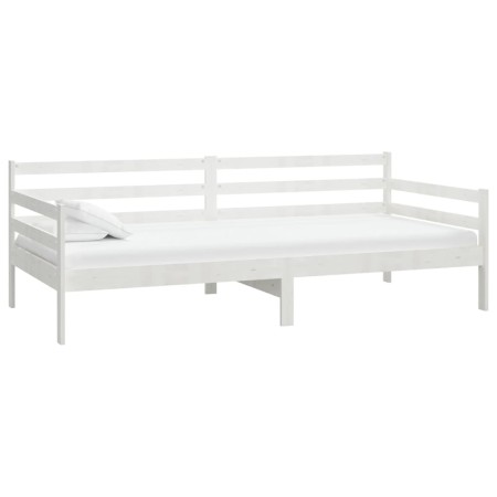 Divano Letto con Materasso 90x200 cm Bianco in Legno di Pino