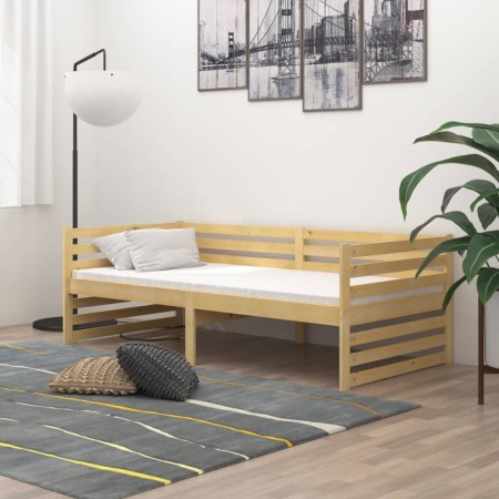 Divano Letto con Materasso 90x200 cm Legno Massello di Pino