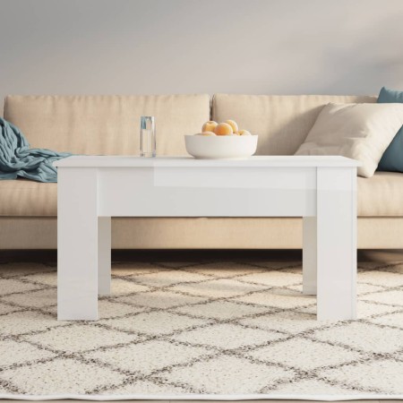 Tavolino da Salotto Bianco Lucido 101x49x52 cm Legno Compensato