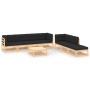 Set Salotto Giardino 8 pz Cuscini Antracite Legno Massello Pino