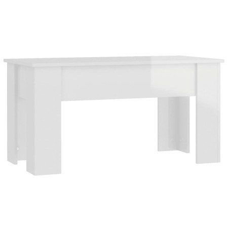 Tavolino da Salotto Bianco Lucido 101x49x52 cm Legno Compensato