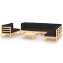 Set Salotto Giardino 9 pz Cuscini Antracite Legno Massello Pino