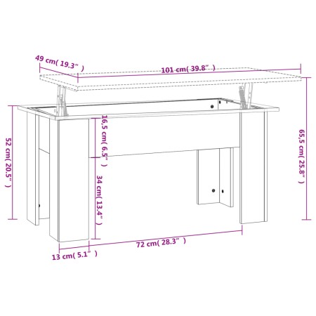 Tavolino da Salotto Bianco Lucido 101x49x52 cm Legno Compensato