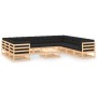 Set Salotto Giardino 11pz Cuscini Antracite Legno Massello Pino
