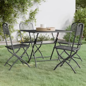 Set da Pranzo per Giardino 5pz Rete Metallica Espansa Antracite