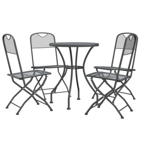 Set da Pranzo per Giardino 5pz Rete Metallica Espansa Antracite