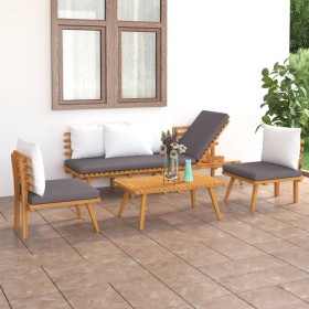 Set Divani da Giardino 4 pz con Cuscini in Massello di Acacia