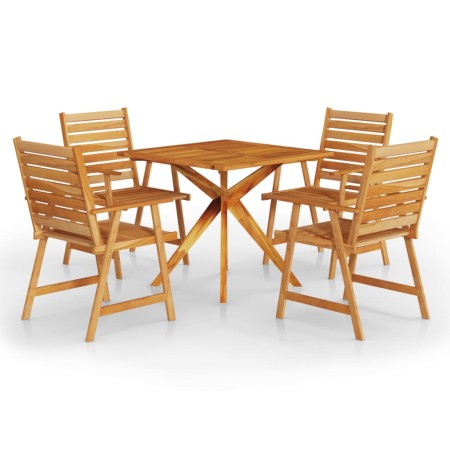 Set Mobili da Pranzo per Giardino 5 pz Legno Massello di Acacia