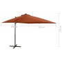 Ombrellone a Sbalzo con Palo e Luci a LED Terracotta 250 cm