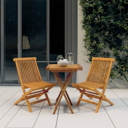 Set da Pranzo per Giardino 3 pz in Legno Massello di Teak